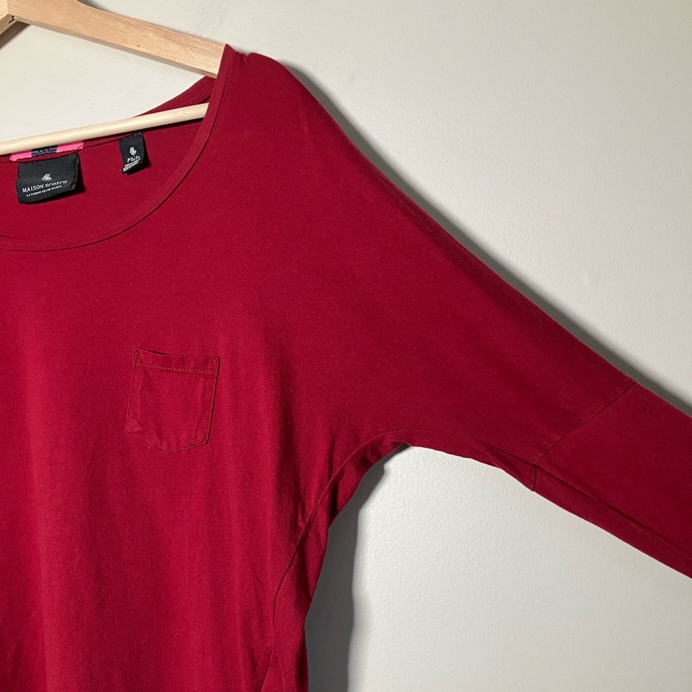Maison Scotch t-shirt long sleeved tee 100% Cotton Red women’s size S - Picture 4 of 12